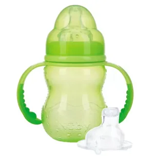 Nûby Training Bottle with Teat and Mouthpiece +0m Green