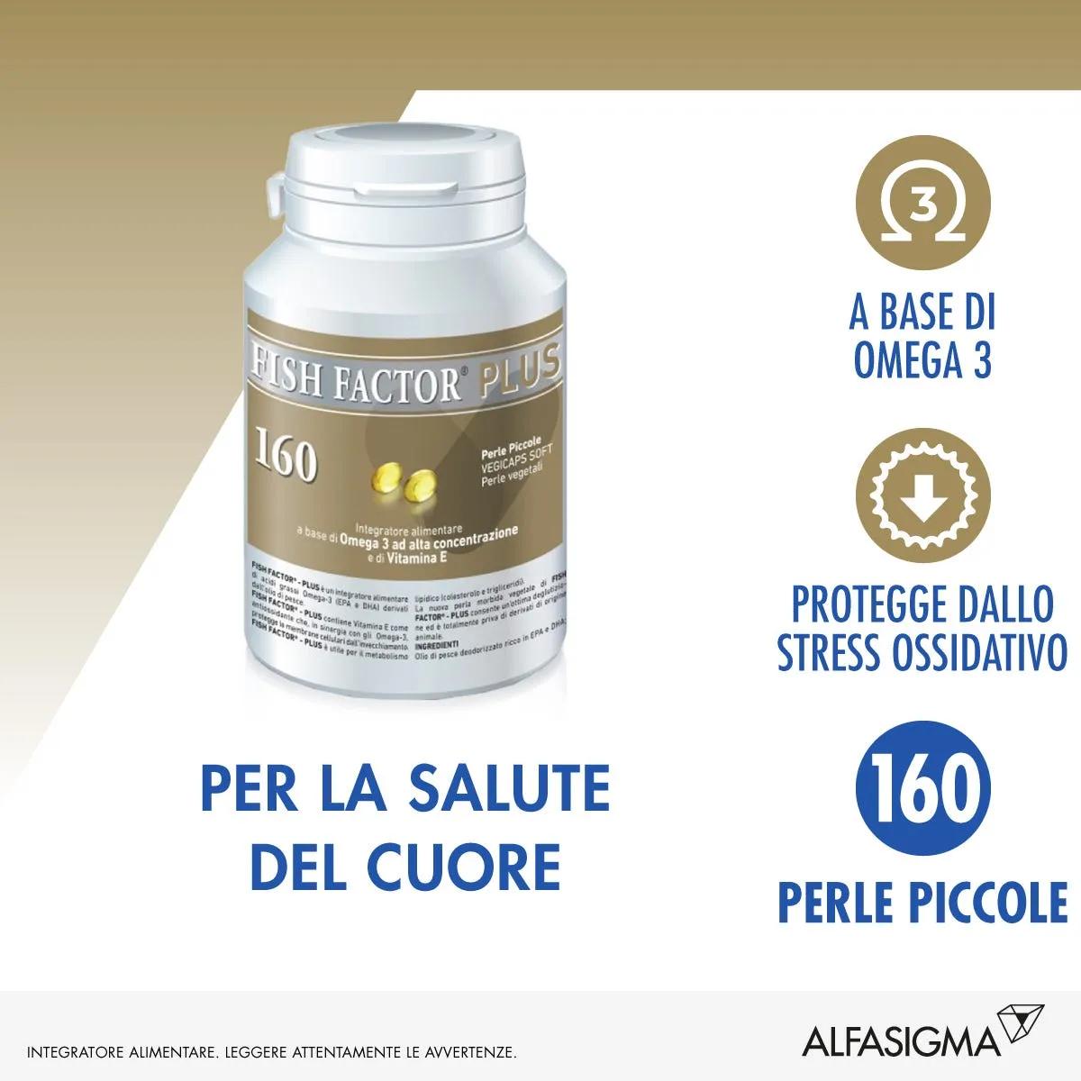 Fish Factor Plus Integratore Omega 3 Alta Concentrazione 160 Perle Piccole