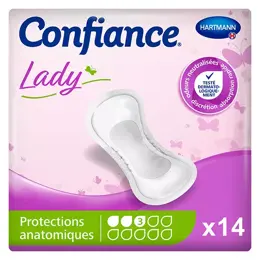 Hartmann Confiance Lady Protections Anatomiques à l'Aloe Vera 3 Gouttes 14 unités