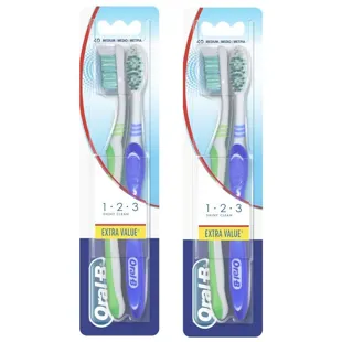 Oral-B Medium Toothbrush 123 Shiny Clean Medium Pack of 4