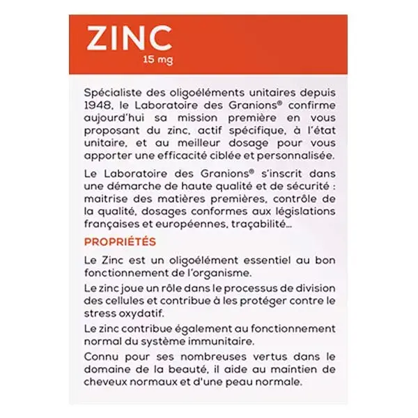 Granions Zinc 15mg 60 comprimidos