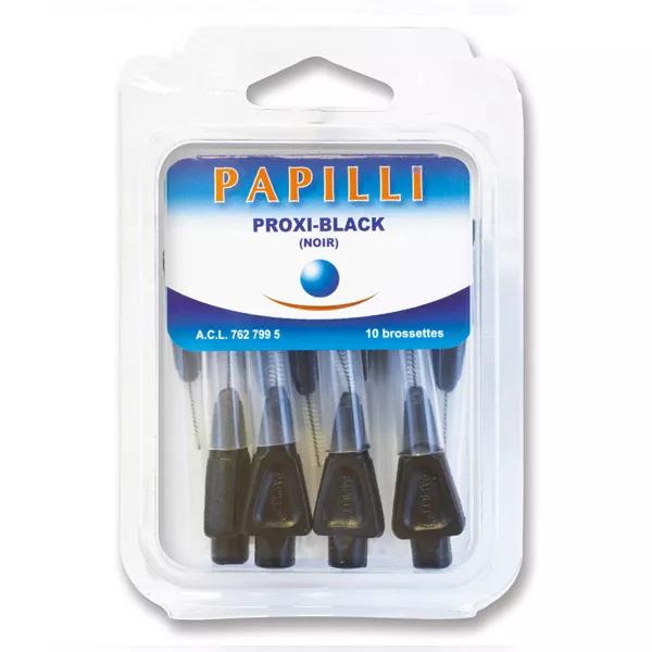 Cepillo interdental de viaje Gencibrosse Papilli Proxi, fino, apilable, 15 x 3 mm, negro, 10 unidades