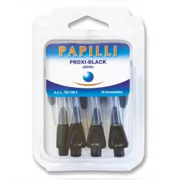 Gencibrosse Papilli Proxi Brossette Interdentaire de Voyage Fine Empoilage 15 x 3mm Noir 10 unités