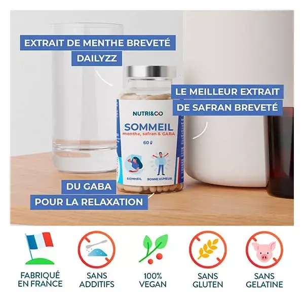 Nutri&Co Formule Sommeil Aide Endormissement & Réduction du Stress 60 gélules