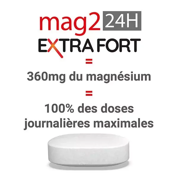 MAG 2 24H Extra Fort Magnésium Vitamine B6 Fatigue Lot de 3 x 45 comprimés