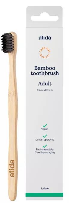 Atida Escova de dentes Medium Black Bamboo 1 ud
