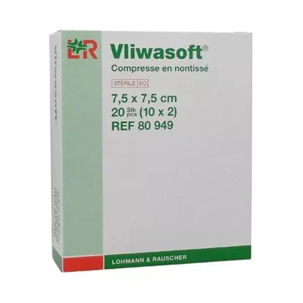L & R Vliwasoft comprimir en paño grueso y suave 30g S - 2 7, 5cmx7, caja de 5cm - 10 s LPP estéril
