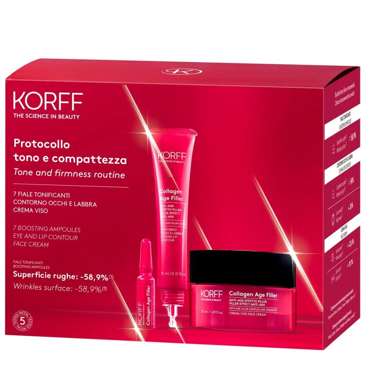 Korff Cofanetto Protocollo Tono e Compattezza Collagen Contorno Occhi e Labbra + Fiale tonificanti + Crema viso