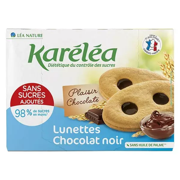 Karéléa Biscuits Sans Sucres Ajoutés Lunettes Chocolat Noir 175g