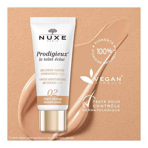 Nuxe Prodigieux® Le Teint Éclat BB Crema Tinta Idratante 24h Tinta Media 30ml  