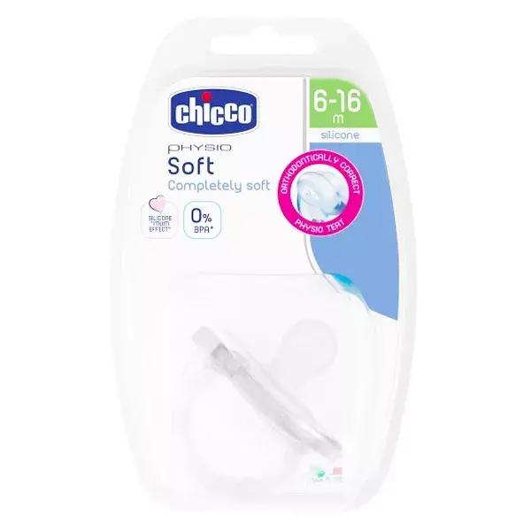 Chicco Physio Forma Soft Pacifier All Silicone +6m Clear