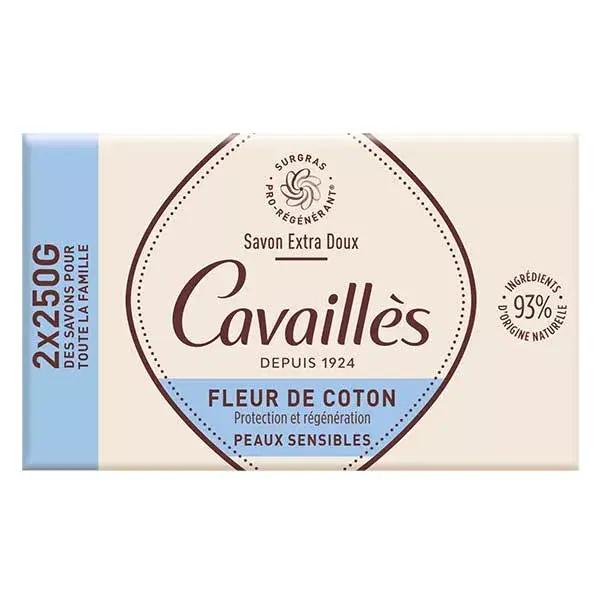Rogé Cavaillès Savon Surgras Extra Doux Fleur de Coton Lot de 2 x 250g