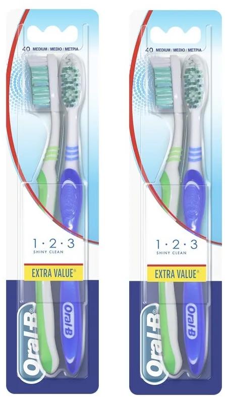 Oral-B Medium Toothbrush 123 Shiny Clean 4 pcs