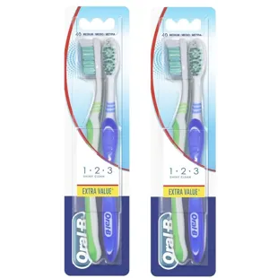 Oral-B Escova de dentes média 123 Shiny Clean 4 unidades