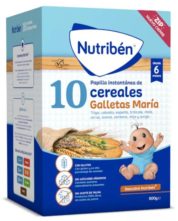 Nutribén Papilla 10 Cereales Galletas María +6 600 gr