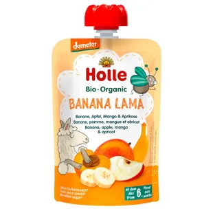 Holle Smoothie BANANA LAMA Plátano, Manzana, Mango y Albaricoque +6m 100 gr