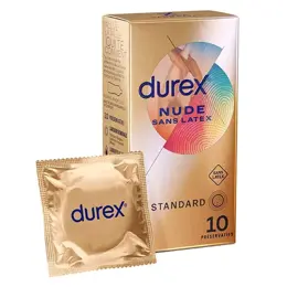 Durex Préservatifs Nude Sans Latex - 10 Préservatifs Sensation Peau Contre Peau