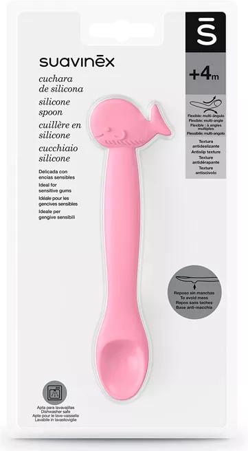 Cucchiaio in silicone Suavinex per neonati +4m Rosa