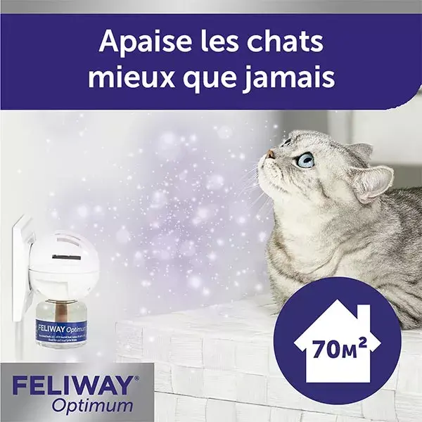 FELIWAY Optimum Pack éco 3 recharges Anti-stress chat nouvelle formule 3x30 jours