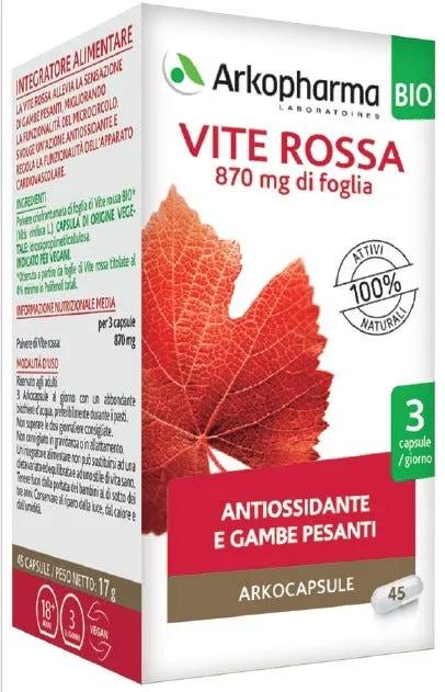 Arkocapsule Vite Rossa Integratore Per Gambe Pesanti 45 Capsule