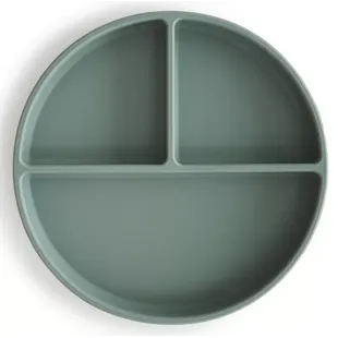 Mushie Suction Cup Plate-Compartments Solid Cambridge Blue