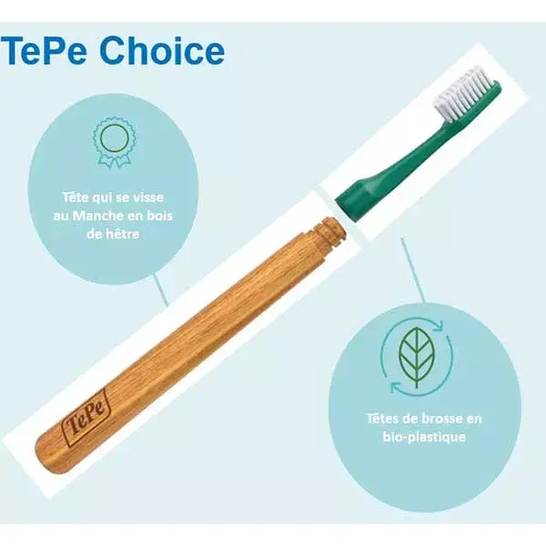TePe Choice Brosse à Dents Souple + 3 Têtes Interchangeables
