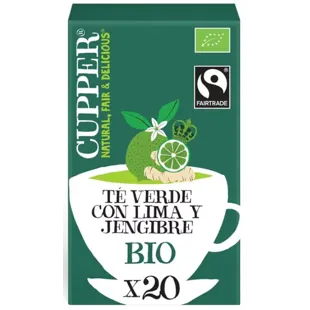 Cupper Thé Vert au Citron Vert et Gingembre BIO 20 Sachets