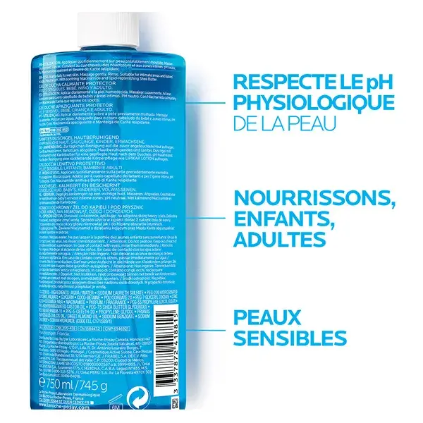 La Roche Posay Lipikar Gel Douche Lavant Apaisant Protecteur 750ml