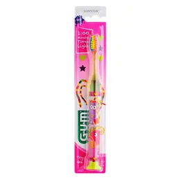 Gum Brosse à Dents Timer Light +7 ans Souple Rose Jaune