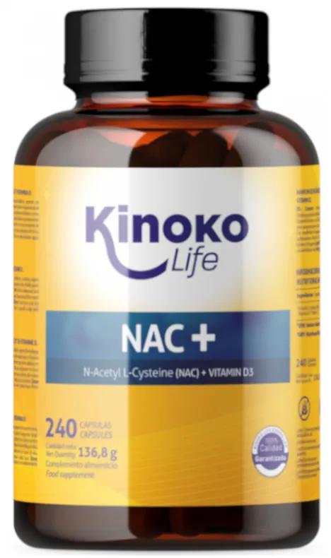 Kinoko Life NAC+ N-Acétylcystéine avec Vitamine D 240 Gélules