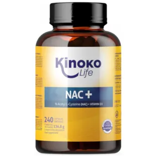 Kinoko Life NAC+ N-Acetylcysteine with Vitamin D 240 Capsules