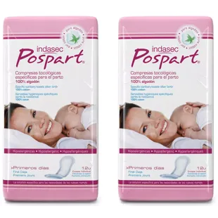 Indasec Postpartum-Kompressen aus 100 % Baumwolle für die ersten Tage, 2 x 12 Einheiten