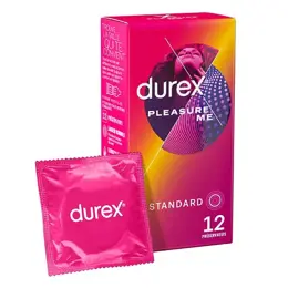 Durex Préservatifs Pleasure Me - 12 Préservatifs Perlés et Nervurés