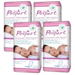 Indasec Postpartum Pads 100 % Baumwolle 4x12 Einheiten