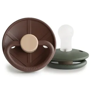 Frigg Little Viking Pacifier Block Silicone Cocoa/Olive +0m 2 units