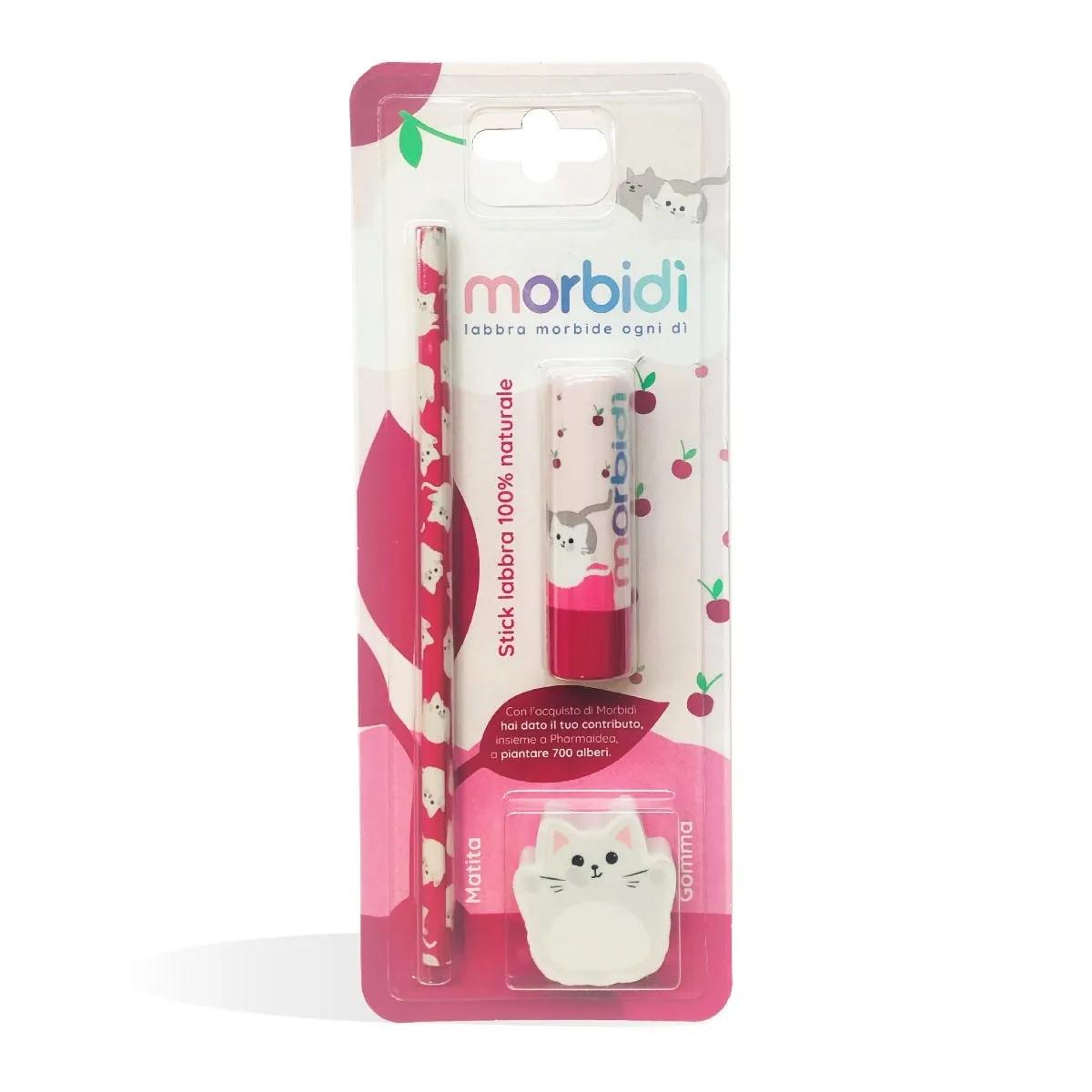 Morbidì Stick Labbra Idratante Protettivo Aroma Amarena 100% Naturale + Kit Disegno