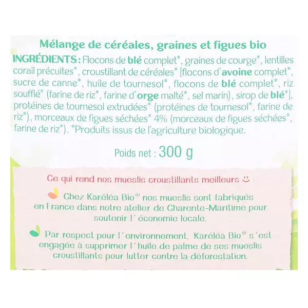 Karéléa Biscuits Muesli Croustillant Protéiné Bio 300g