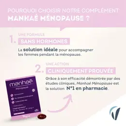 Manhaé Ménopause et Pré-Ménopause - Acide Folique, Omega 3 - 30 Capsules - 1 mois