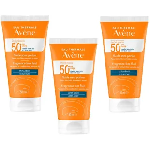 Avène Solar Fluid without Perfume Normal or Combination Skin SPF50+ 3x50 ml