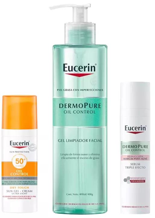 Eucerin DermoPure Limpador 400 ml + Soro 40 ml + Gel-Creme FPS50+ 50 ml