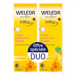 Weleda Bébé Calendula Crème Protectrice Visage Bio Lot de 2 x 50ml 