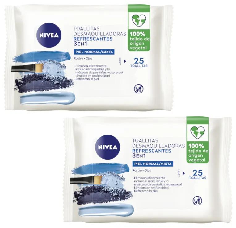 Nivea Lingettes démaquillantes pour peaux normales/mixtes 2x25 unités