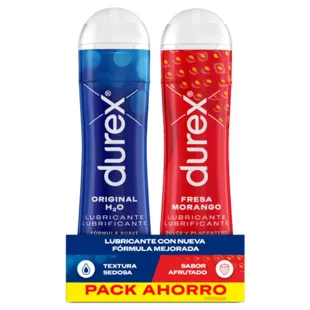 Lubrificante Durex Sabor Morango 50 ml + Lubrificante H2O Original 50 ml