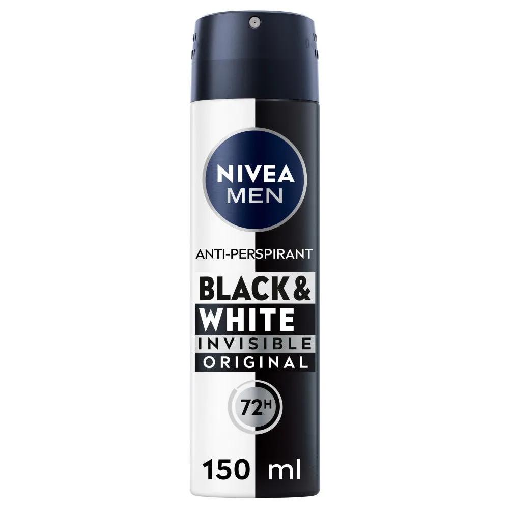 Nivea Men Black & White Invisible Original Deodorante Spray Uomo Antitraspirante 72h 150 ml