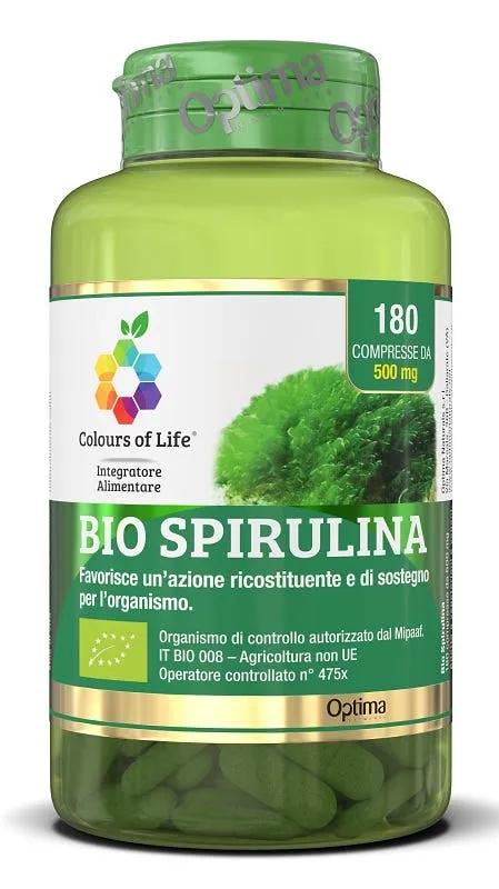 Optima Colours of Life Bio Spirulina Integratore Ricostituente 180 Compresse