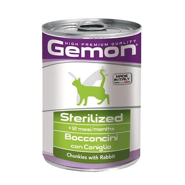 Monge Gemon Bocconcini Coniglio Cibo Umido Gatti Sterilizzati Barattolo 415 G