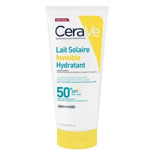 CeraVe Suncare Lozione solare idratante invisibile SPF 50+ ad alta protezione per viso e corpo 177 ml