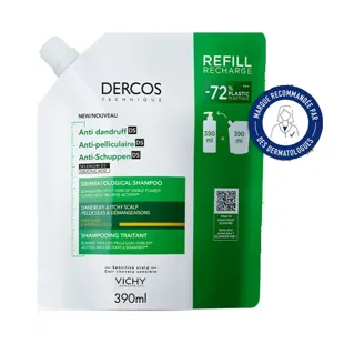 Shampoo Vichy Dercos per il trattamento della forfora e del prurito nei capelli secchi in eco-ricarica da 390 ml
