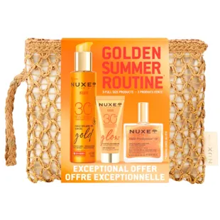 Nuxe Sun Gold Solar Oil SPF30 150 ml + Glow Solar Fluid SPF30 40 ml + Huile Prodigieuse Or 50 ml