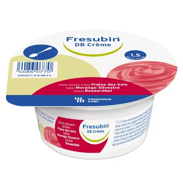 Fresenius Fresubin Diabète Hypercalorique Hyperprotéiné Fraise des Bois Crème Dessert 4 x 200g